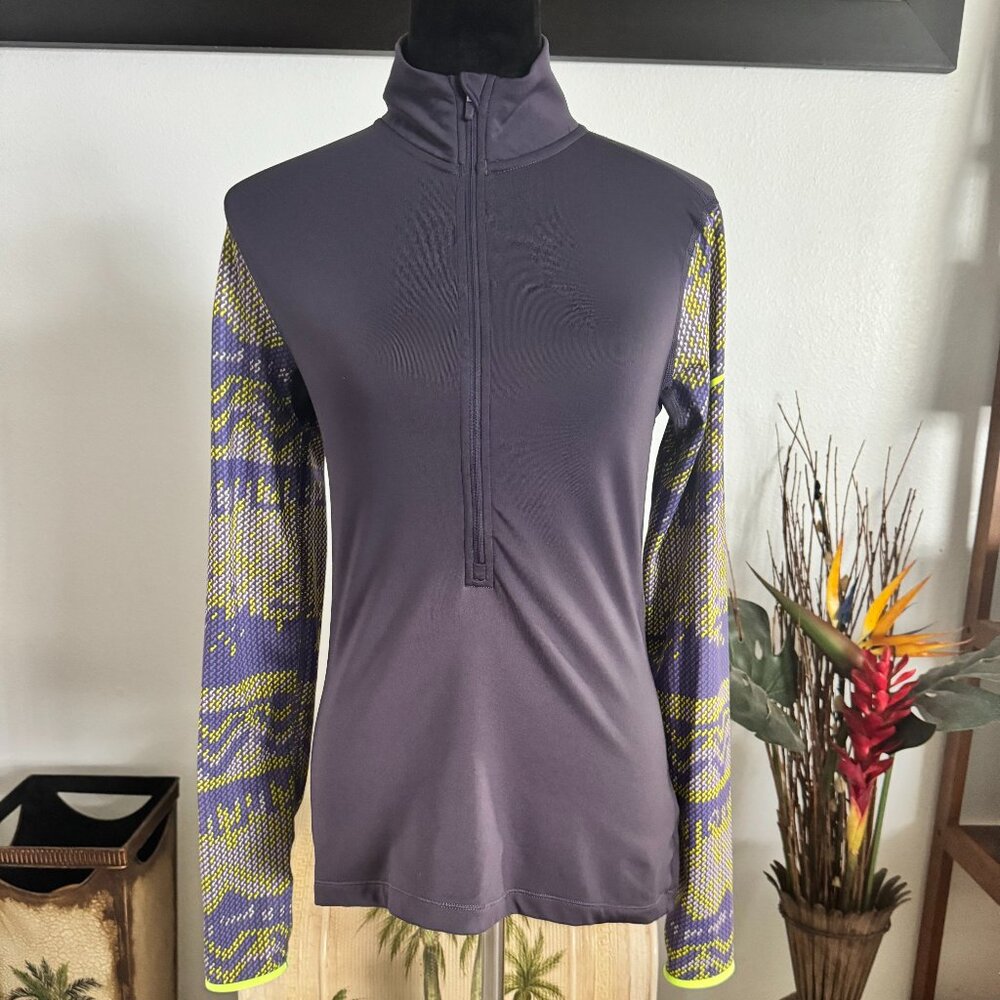 Nike Pro Women's Dri-Fit Three-Quarter Zip Pull over Purple Long Sleeve M
